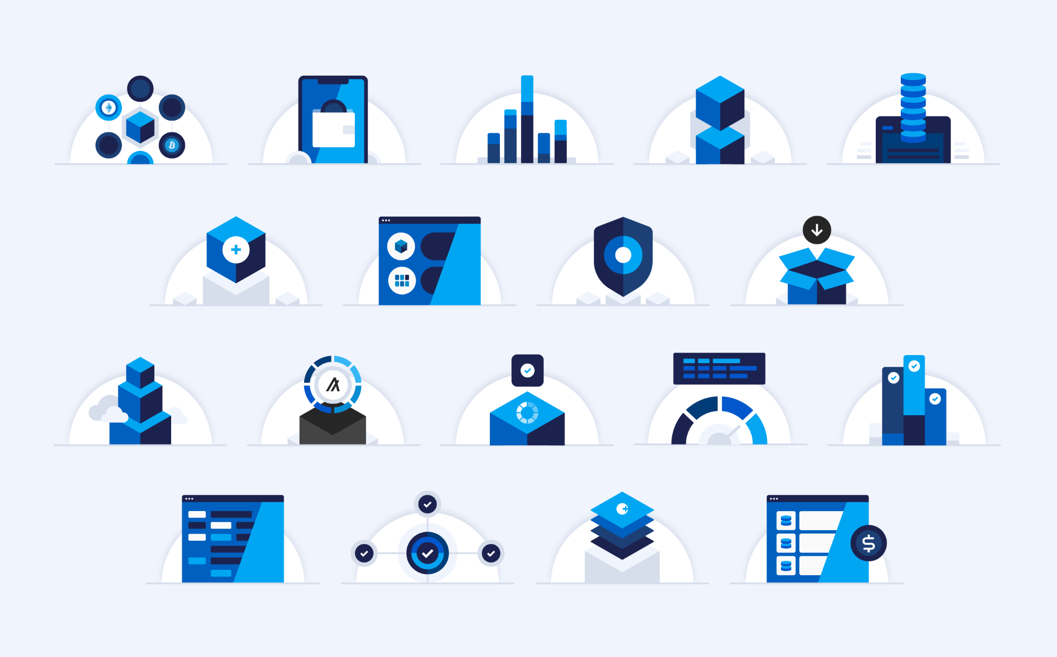 assortment of abstract product logos